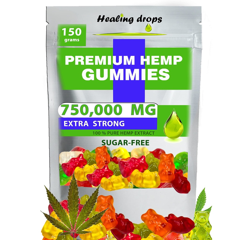 Hamp Gummies 750,000mg Premium Organic Sugar- Free Natural Health Support High Potency Rich in Vitaminer B E C D Omega 3 6 9 Super Gummy Bears