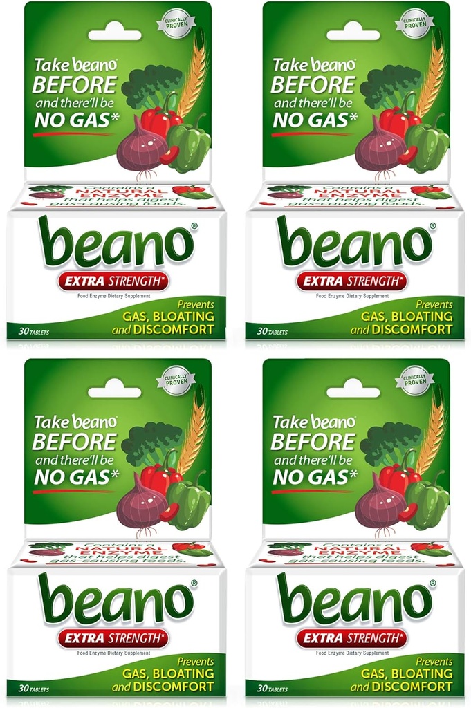 Beano Ultra 800, Gas Prevention and Digestive Enzyme Supplement, 30 CT, 4 pakning