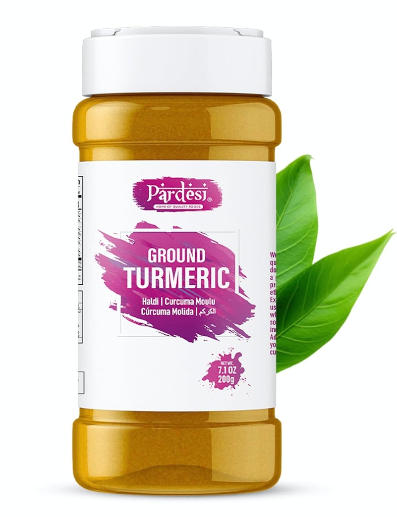 Pardesi Turmerisk Root Powder 8.11 OZ (230g) Natural, 100% Curcumin Ground I Haldi I IKKE GMO, indisk Oprindelse, Let at Store Jar med Shaker - Turmerisk Pulver, Tumerisk Pulver, Curcuma en Polvo 100% Pure, Salt Free - Vegan - Gluten Friendly I Indian Oprindelse