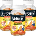Airborne 750mg C-vitamin immuntilskud Gummies for voksne, Zeress Orange Flavor, Gluten Free Crafted Blend med stærke antioxidanter Vitaminer A C & E, 63 Gummies (3 Pack)