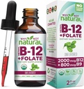 Why Not Natural Vitamin B12 Liquid Plus Folate - Organic Sublingual Extra Strength Vegan Drops - Methyl Supplement with Folinic