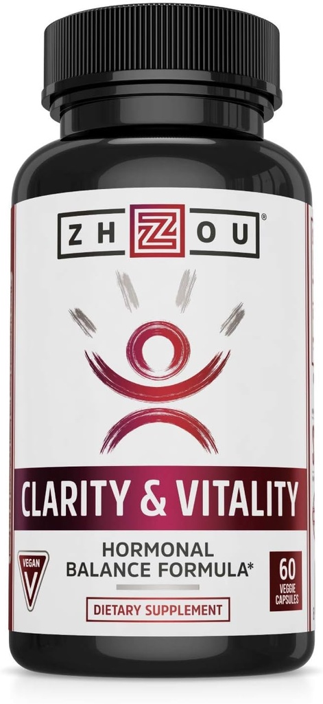 ZHOU Clarity and Vitality (tidligere DHEA) 50 mg, Hormonal Balance Formel for kvinder og mænd, sund aldring, ikke-GMO, Vegan, Gluten Free, 60 kapsler