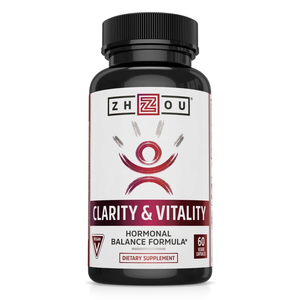 ZHOU Clarity and Vitality (tidligere DHEA) 50 mg, Hormonal Balance Formel for kvinder og mænd, sund aldring, ikke-GMO, Vegan, Gluten Free, 60 kapsler