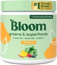 Bloom Nutrition Superfood Green Powder, fordøjelsesenzymer med Probiotika og Prebiotika, Gut Health, Bloating Relief for Women, Chlorella, Green Juice Mix med Beet Root Powder, 30 SVG, Mango