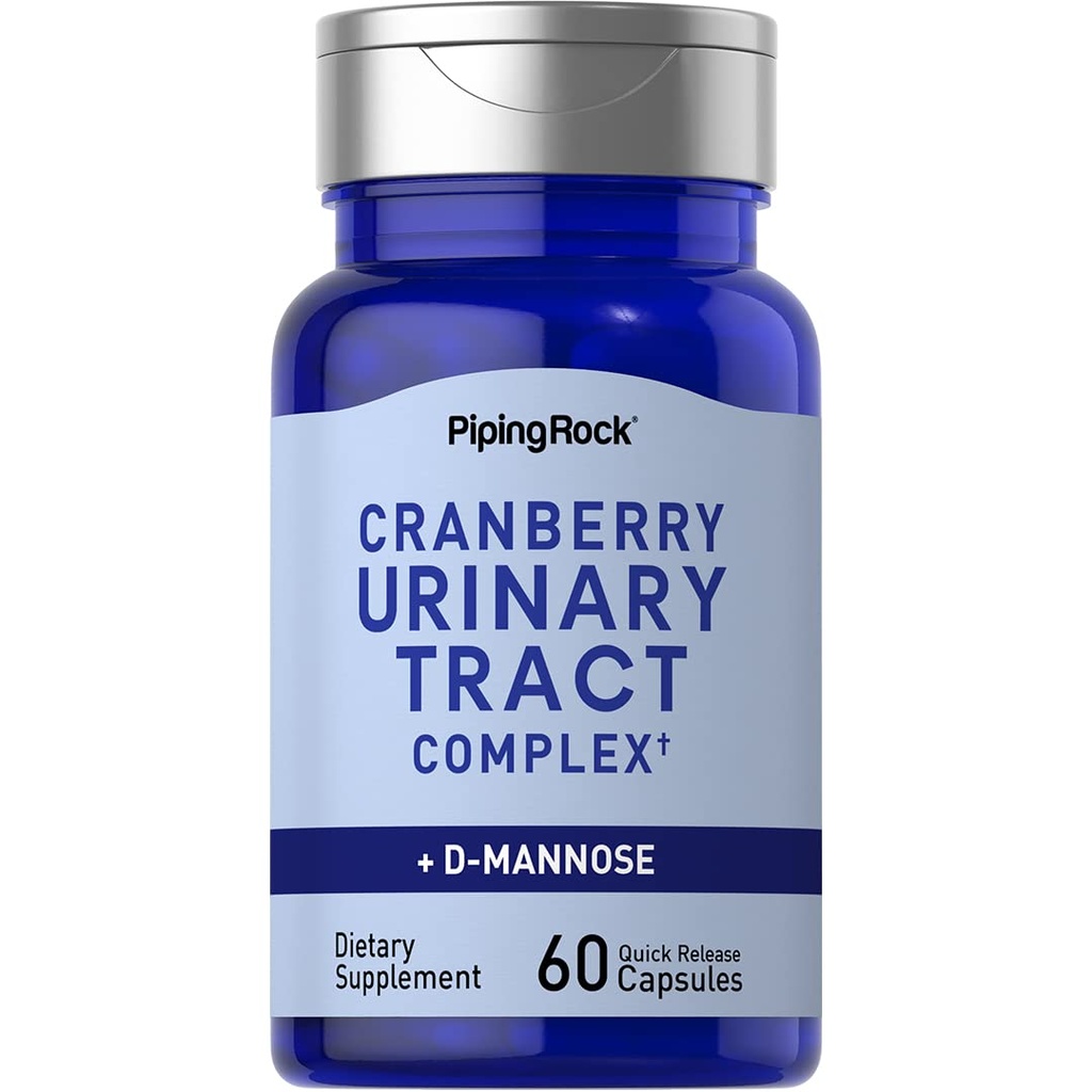 Piping Rock Cranberry Complex Supplement D4; 60 Kapsler D124; med D- Mannose og Probiotic Blend til kvinder og mænd D124; Advanced Urinary Formel D124; Non- GMO, Gluten Free