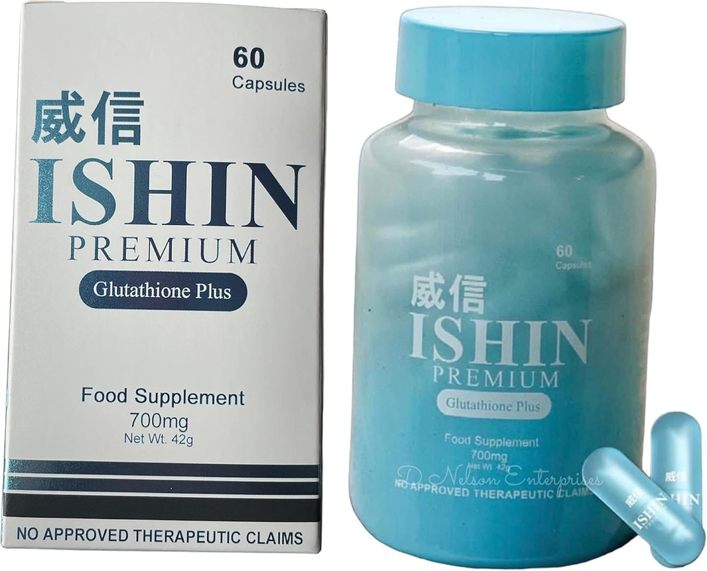 ISHIN Premium Glutathion Plus kosttilskud, 60 kapsler