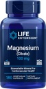 Life Extension Magnesium Citrate 100mg, 180 Veg Caps - Natural Mag Supplement - 100 mg Mineral Support Capsules - Vegan, Vegetarian, Non-GMO