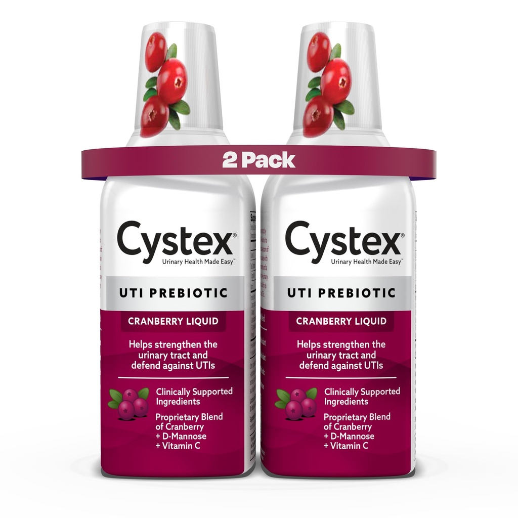 Cystex Urinvejsinfektion Support & Forebyggelse - Cranberry Prebiotic Supplement med D-Mannose & C-vitamin til UTI Protection & Urinary Health Maintenance - 7,6 fl oz - (pakke af 2)