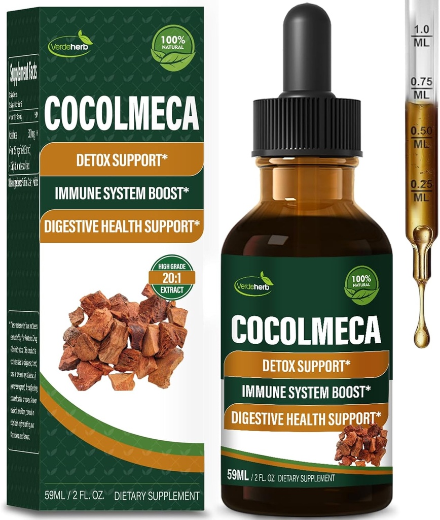 Cocolmeca Bark Liquid Drops, Nature Herbal Extract Supplement for Body Detox Cleanse Support, Immunsystemet Boost & fordøjelsessygdomme. Gotas de Cocolmeca 2oz