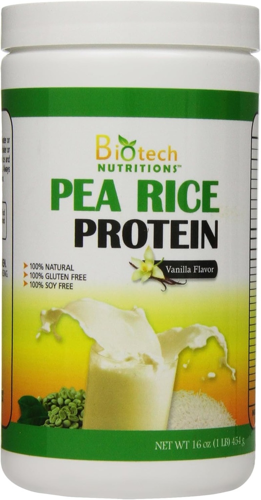 Pure non-GMO Pea Rice Protein, Vanilla, 16 Ounce