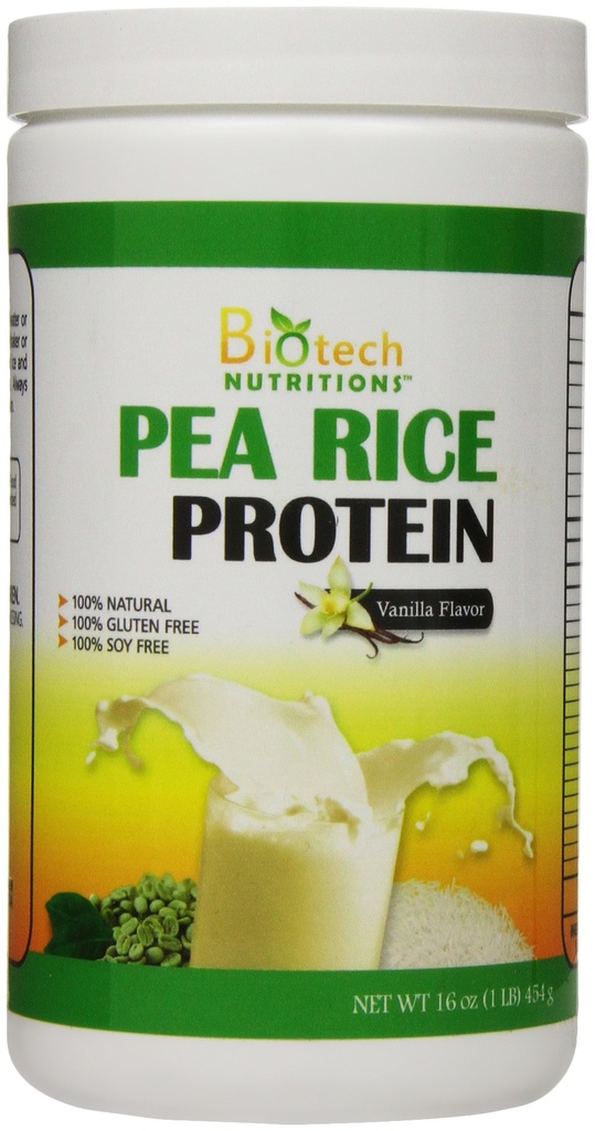 Pure non-GMO Pea Rice Protein, Vanilla, 16 Ounce