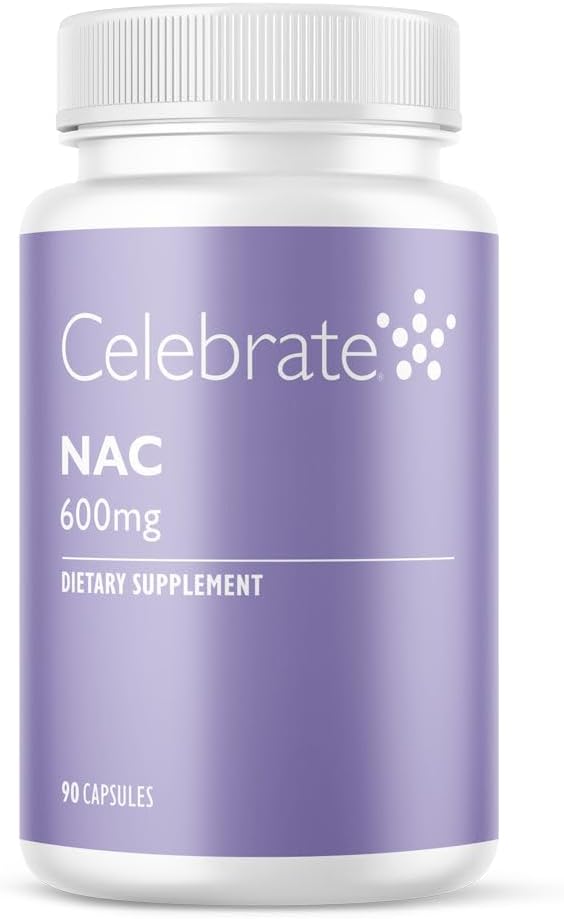 Celebrere Vitaminer NAC (N- Acetylcystein) Supplement, 600mg per kapsel, Gluten Free, Non- GMO, 90 Kapsler