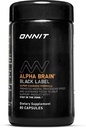 ONNIT Alpha Brain Black Label Capsule (80ct) Premium Citicoline Brain Supplement - IGEN ™ Non- GMO testet for fokus, koncentration & hukommelse, Lions Mane, Hericium Erinaceus, L Theanine & Mucuuna Pruriens