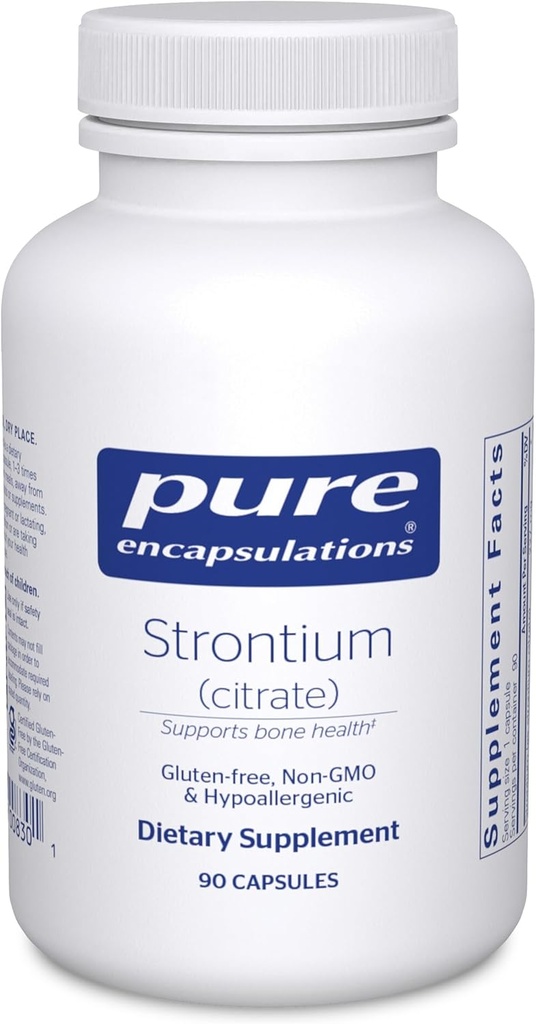 Ren indkapsling Strontium (Citrate) • 124; Hypoallergen Kosttilskud til støtte sunde knogler * • 124; 90 Kapsler