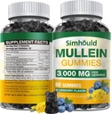 1 Pack Sugar Free 3000MG Mullein Gummies - Lung Cleanse, Mullein Leaf Extract Supplement for Luftveje, Organic Mullein Drops med Quercetin & Bromelain for Lung, fordøjelsessygdomme & immun