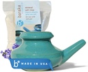 Baraka Neti Pot Tool Kit - Snoring & Saline Solution, Håndlavede Keramisk Opvaskemaskine Safe med 2oz Mineral Sea Salt til Næse Rengøring & Sinus Rinse Perfekt til Allergy Relief hos voksne og børn (Jade)