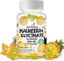 Magnesium Glycinate Gummies 2500mg - Sugar Free Magnesium Potassium Supplement with Vitamin D, B6, CoQ10 for Calm Mood & Sleep Support - 90 Pineapple Gummies