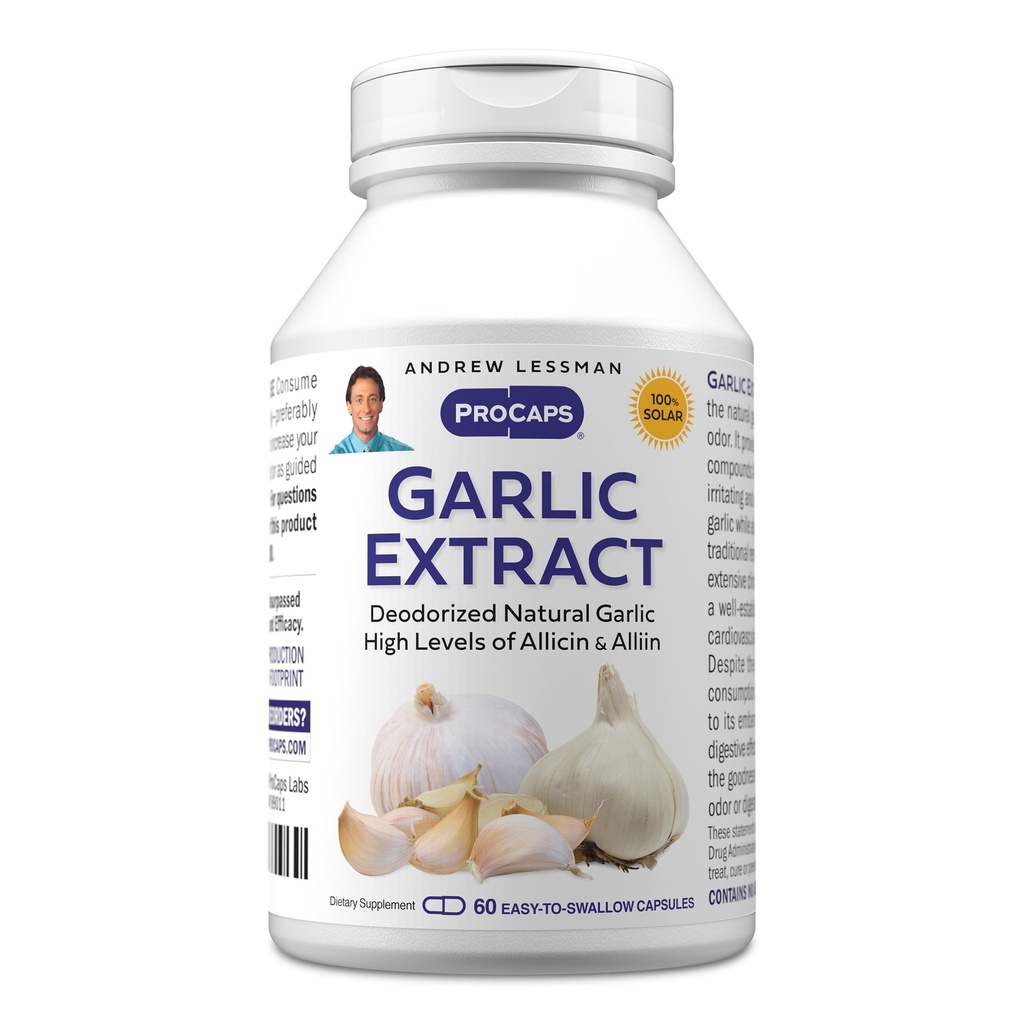 ANDREW LESSMAN hvidløg ekstrakt - 60 kapsler - Deodorized Natural hvidløg ekstrakt. Beskyttende svovlforbindelser. Pure, Gentle, Odorless. Ingen eftersmag, ingen Mavesammensætning, ingen tilsætningsstoffer