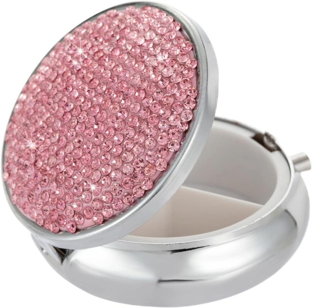 Rejse Pill Organizer, Lille Medicine Box, Cute Pill Container til purse, Portable Pill Case Holder til at holde Vitamin, Medicin, Fiskeolie og Kosttilskud (Pink)