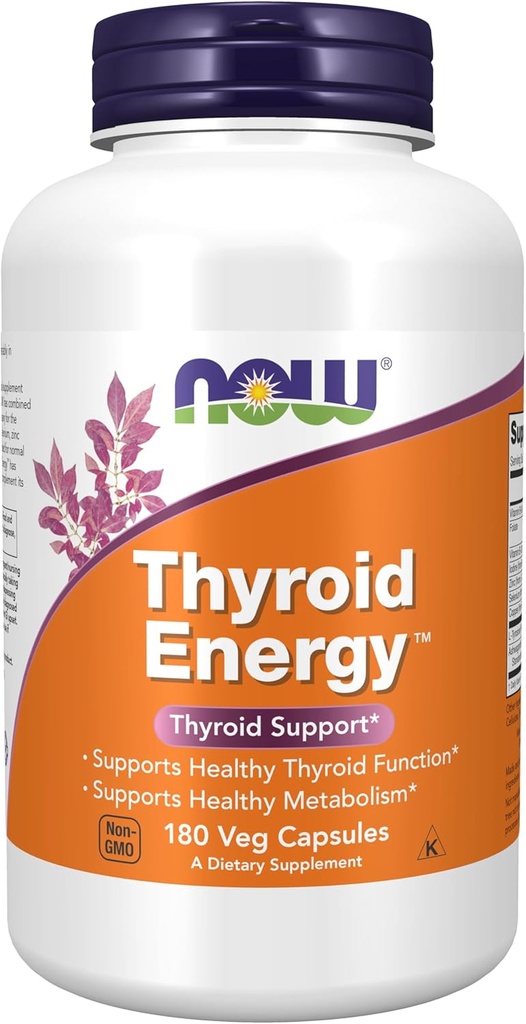 Now Foods Supplements, Thyroid Energy ™, Jod og Tyrosin plus Selenium, Zink og kobber, 180 Veg kapsler