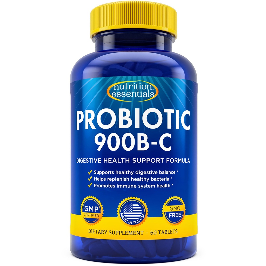 Nutrition Essentials Probiotika til kvinder og mænd - med Lactase Enzyme og Prebiotic Fiber til fordøjelse - 80 Procent + mere Potent supplement til Gut Health Support - Vegansk formel