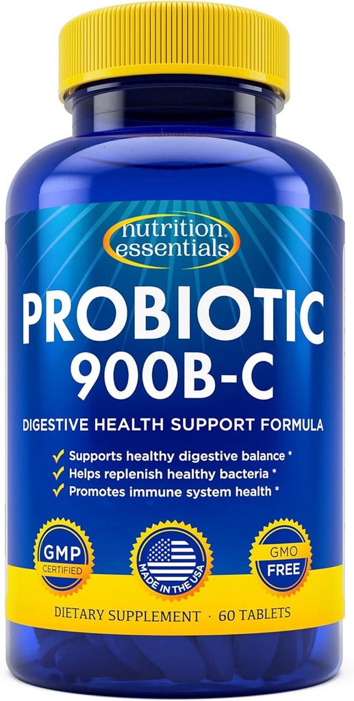 Nutrition Essentials Probiotika til kvinder og mænd - med Lactase Enzyme og Prebiotic Fiber til fordøjelse - 80 Procent + mere Potent supplement til Gut Health Support - Vegansk formel