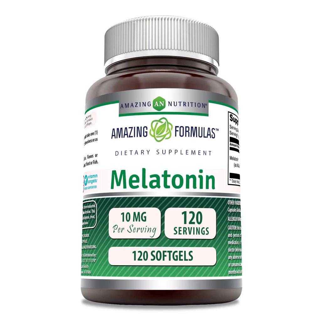 Amazing Nutrition Melatonin 10mg Softgels Supplement: 124; Non- GMO: 124; Gluten Free
