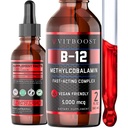 Vegansk Væske B- 12 Drops - 60 x 5000 mcg Ekstra Styrke Raspberry Flavored Vitamin B12 Flydende Methylcobalamin sublingual Supplement124; Designet til at Maksimere Absorption & Energy