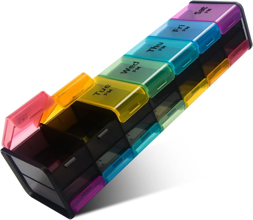 Ekstra Stor Ugentlig Pill Organizer, 7 Dag AM / PM Pill Case med XXL Segment for Fish Oils, Travel- Friendly Medicine Organizer Pill Planner for Vitamin, Kosttilskud