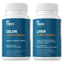 Dr. Tobias Colon 14 Day Cleanse & Lever 21 Day Cleanse Kosttilskud, med Fiber, Urter & Probiotika, Solarplast, Artiskoke, Milk Thistle, Understøtter Gut og Lever sundhed.