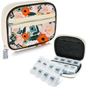 Serfeymi Weekly Travel Pill Organizer Pill sag for Purse med Aftagelig 7 Day Pill Box, Fashionable Travel Medicine Organizer Pill Container til medicin, Vitamin, tillæg - Bloom 01 + Pill Box