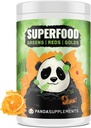 Underground Bio Labs/Panda Supps: All Natural SUPERFOOD: Greens, Reds, Golds,Probiotics,Ashwagandha and Lion's Mane, for Health and Wellness 13.76 Oz (Orange)