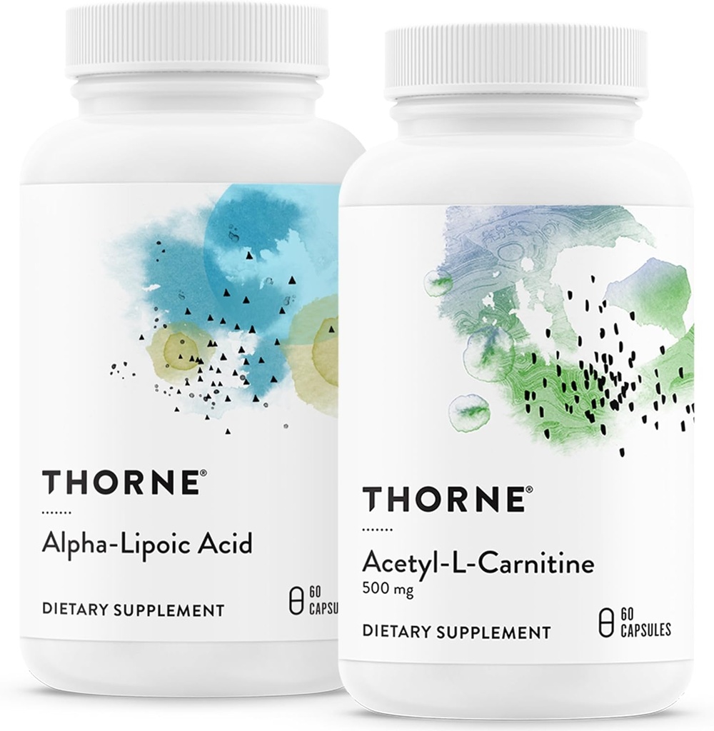 THORNE - Antioxidant Nerve Support Duo - Alpha- Lipoic Acid & Acetyl- L- Carnitine Bundle - 60 Servering