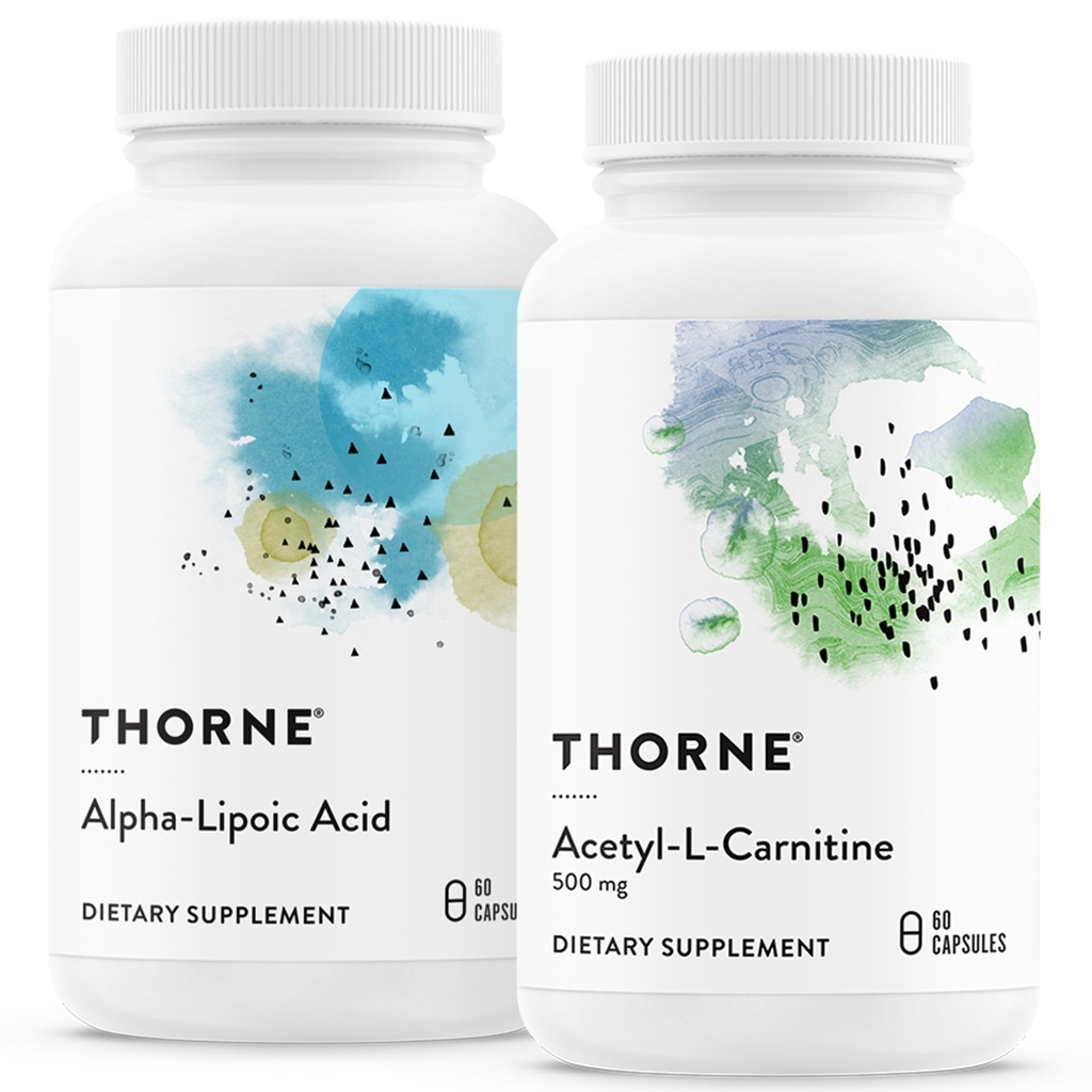 THORNE - Antioxidant Nerve Support Duo - Alpha- Lipoic Acid & Acetyl- L- Carnitine Bundle - 60 Servering