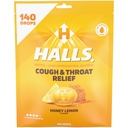 Halls Relief Honey Lemon Hough Drops, Value Pack, 140 Drops