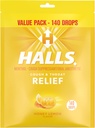 Halls Relief Honey Lemon Hough Drops, Value Pack, 140 Drops