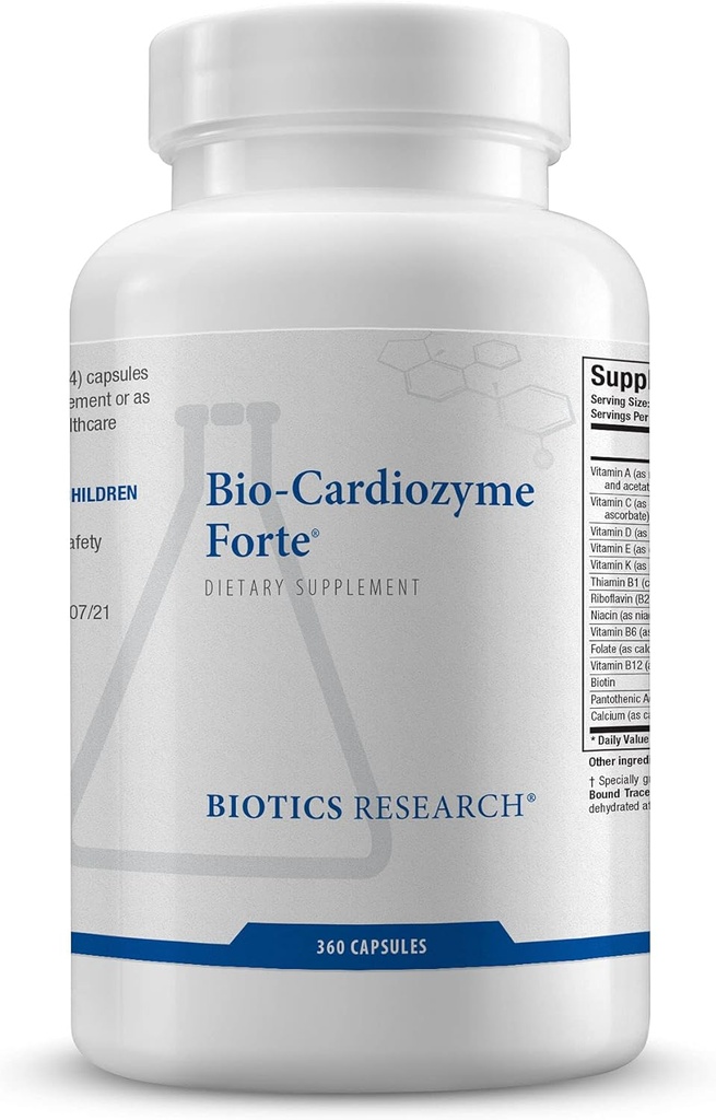 Bio Kardiozyme Forte Sund Heart Multivitamin, Broad Spectrum Formulering designet til at støtte hjerte-kar-sundhed og funktion, kraftfuld antioxidant Support 360 Kapsler