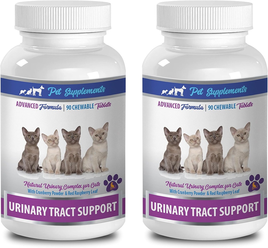 Urinære Tract Kosttilskud til katte - Urinary Tract Support - til katte - Naturlig Formel - CHEWABLE - kat Marshmallows - 2 Flaske (180 Chews)