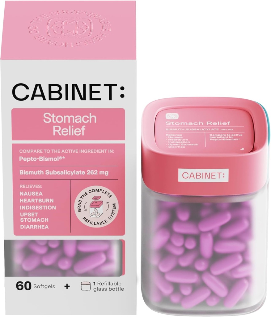 Kabinet: Mavesæk Relief Bismuth Subsalicylate 262mg, 60 Greve Name 124; Anti- Diarrheal Relief til Opsat Mavesæk, og fordøjelsesbesvær (Start Kit)
