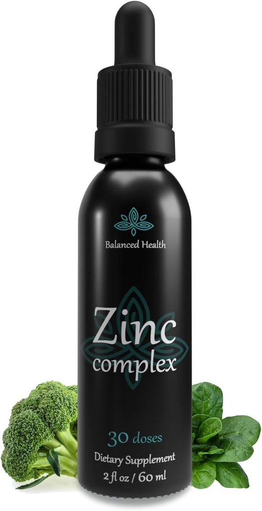 Zink Complex - 30 Servering, 2oz, pebermynte Flavor, Vegansk flydende Ionic Zink Sulfate Drops Plus Trace Mineraler til daglig immunsystemet støtte