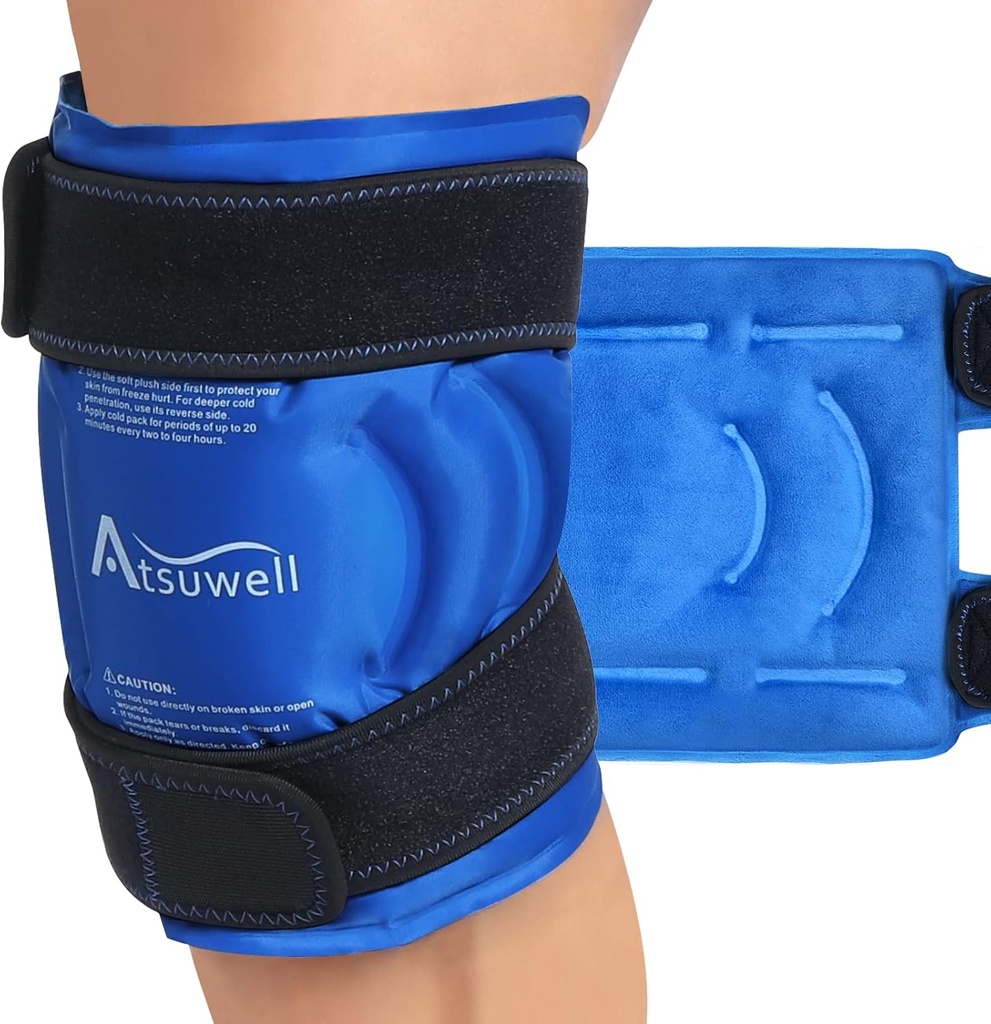 Atsuwell Ice Pack til Knees, Genanvendelige Gel Ice Wraps til Knee, Fleksibel Cold Compress Cold Pack til Knees, Elbow, Shin, 1 Pack