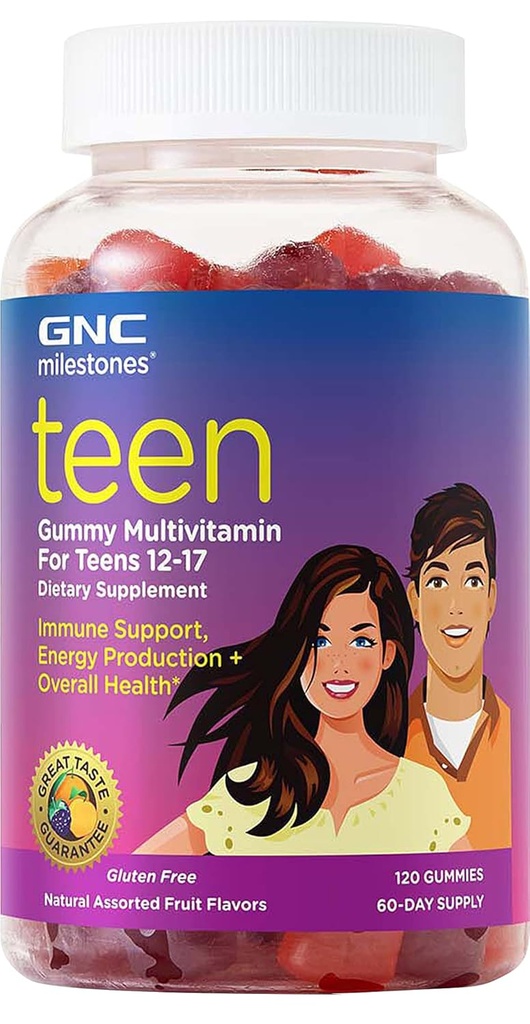 GNC milepæle Teen Multivitamin - Natural Fruit Flavors, 120 Gummies, 60 Servering