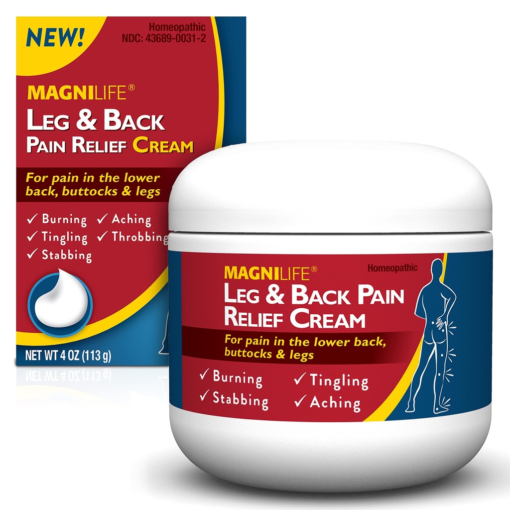 MagniLife Ben & Ryg Smerte Relief Cream, Fast- Fungerende Smerte Relief, naturligt Soothe Burning, Tingling og knivstikkende Pains med Aloe og Calendula - 4oz