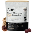 Auri Super Mushroom Daily Gummies - All-in-One Daily Mushroom Supplement Gummy - 12 Mushroom Blend med Chaga, Lions Mane, Reishi, Cordyceps - 60 Gummies