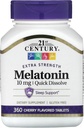 21. Century Extra Strength Melatonin, Quick Opløs, Cherry, 10 mg, 360 tabletter
