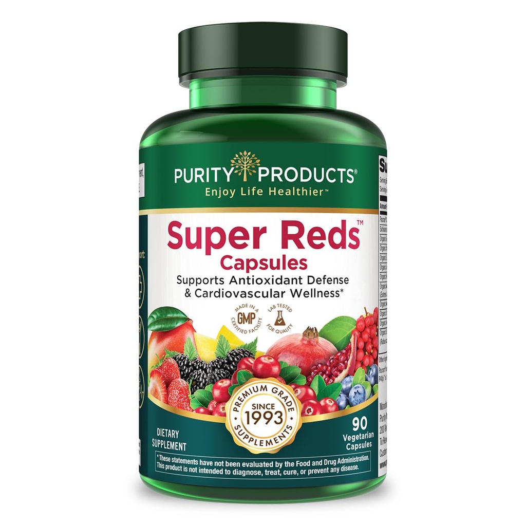 Renhed Produkter Super Reds Kapsler Formel (20 + Økologiske Super Frugter og bær) Certificerede økologiske Phytonutrients - 90 Kapsler
