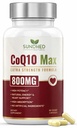 CoQ10 Kraftfuldt antioxidant supplement - Extra Strong Formel 800mg, 60 kapsler, 1- måneders forsyning med Coenzym Q10 Vitamin og kosttilskud