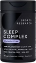 Sport Research ® Sleep Complex - Melatonin- Gratis Veganske Kapsler - med Valerian Root, GABA, L-Theanine, Magnesium & 5-HTP - 30 Serveringer