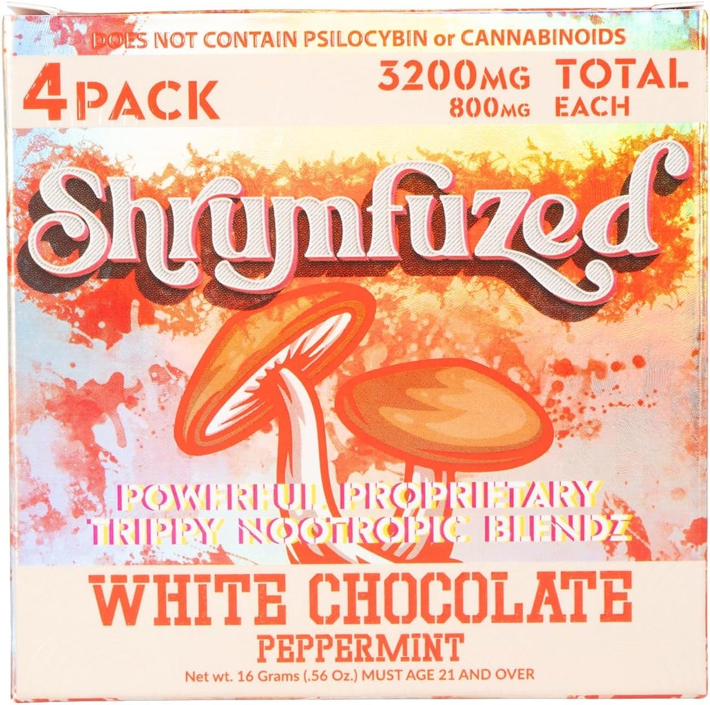 Proprietary Nootrop Gummy 3200mg - Lions Mane, Reishi, Chaga, og Cordycep Nootrope Tripee Mushroom Blend (4, hvid chokolade pebermynte)