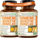 Quercetin med bromelain Gurkemeje supplement - Allergi Relief, Fælles & immunstøtte - Økologisk gurkemeje tillæg med sort peber (Bioperine) - Quercetin 500mg kapsler 2 Pack
